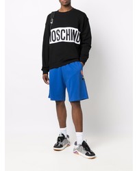 schwarzes und weißes bedrucktes Sweatshirt von Moschino