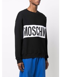 schwarzes und weißes bedrucktes Sweatshirt von Moschino