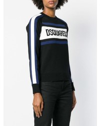schwarzes und weißes bedrucktes Sweatshirt von Dsquared2