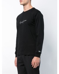 schwarzes und weißes bedrucktes Sweatshirt von Yohji Yamamoto