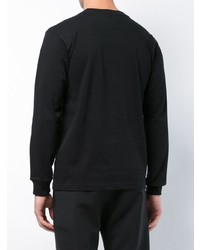 schwarzes und weißes bedrucktes Sweatshirt von Yohji Yamamoto