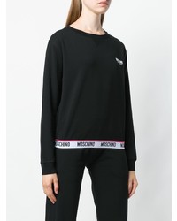 schwarzes und weißes bedrucktes Sweatshirt von Moschino