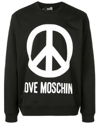 schwarzes und weißes bedrucktes Sweatshirt von Love Moschino