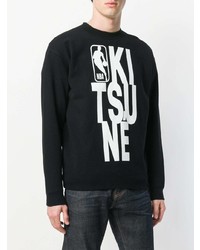 schwarzes und weißes bedrucktes Sweatshirt von MAISON KITSUNÉ