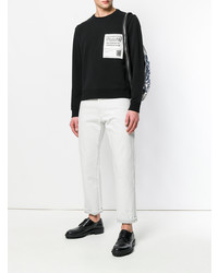 schwarzes und weißes bedrucktes Sweatshirt von Maison Margiela