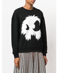 schwarzes und weißes bedrucktes Sweatshirt von McQ Alexander McQueen