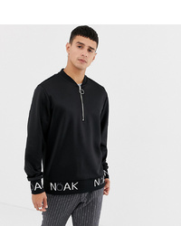schwarzes und weißes bedrucktes Sweatshirt von Noak