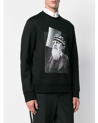 schwarzes und weißes bedrucktes Sweatshirt von Neil Barrett