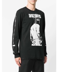 schwarzes und weißes bedrucktes Sweatshirt von Yang Li