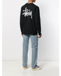 schwarzes und weißes bedrucktes Sweatshirt von Stussy