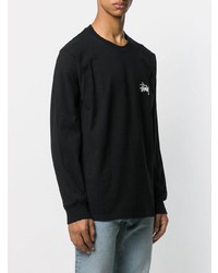 schwarzes und weißes bedrucktes Sweatshirt von Stussy