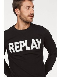 schwarzes und weißes bedrucktes Sweatshirt von Replay