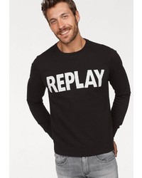 schwarzes und weißes bedrucktes Sweatshirt von Replay