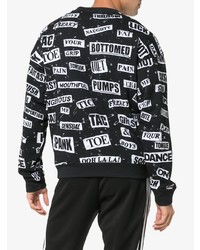 schwarzes und weißes bedrucktes Sweatshirt von Moschino