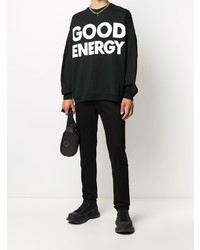 schwarzes und weißes bedrucktes Sweatshirt von Moschino