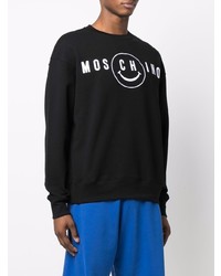 schwarzes und weißes bedrucktes Sweatshirt von Moschino