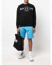 schwarzes und weißes bedrucktes Sweatshirt von Moschino