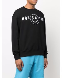 schwarzes und weißes bedrucktes Sweatshirt von Moschino