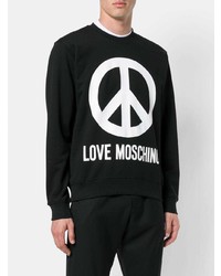 schwarzes und weißes bedrucktes Sweatshirt von Love Moschino