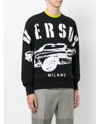 schwarzes und weißes bedrucktes Sweatshirt von Versus