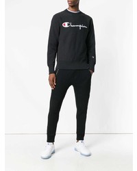 schwarzes und weißes bedrucktes Sweatshirt von Champion