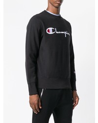 schwarzes und weißes bedrucktes Sweatshirt von Champion