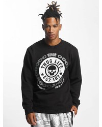 schwarzes und weißes bedrucktes Sweatshirt von Thug Life