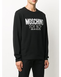 schwarzes und weißes bedrucktes Sweatshirt von Moschino