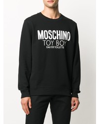 schwarzes und weißes bedrucktes Sweatshirt von Moschino