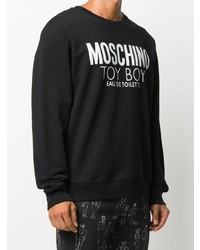 schwarzes und weißes bedrucktes Sweatshirt von Moschino