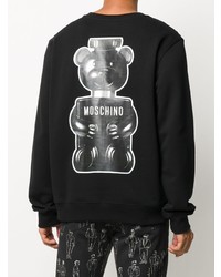 schwarzes und weißes bedrucktes Sweatshirt von Moschino