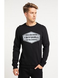 schwarzes und weißes bedrucktes Sweatshirt von Tuffskull