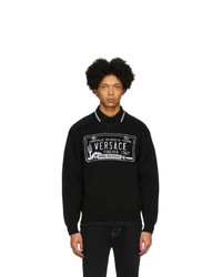 schwarzes und weißes bedrucktes Sweatshirt von Versace
