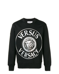 schwarzes und weißes bedrucktes Sweatshirt von Versus