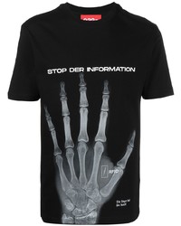 schwarzes und weißes bedrucktes T-Shirt mit einem Rundhalsausschnitt von 032c