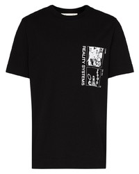 schwarzes und weißes bedrucktes T-Shirt mit einem Rundhalsausschnitt von 1017 Alyx 9Sm