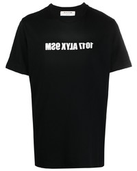 schwarzes und weißes bedrucktes T-Shirt mit einem Rundhalsausschnitt von 1017 Alyx 9Sm