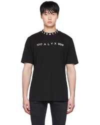 schwarzes und weißes bedrucktes T-Shirt mit einem Rundhalsausschnitt von 1017 Alyx 9Sm