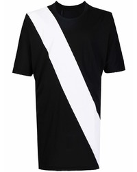schwarzes und weißes bedrucktes T-Shirt mit einem Rundhalsausschnitt von 11 By Boris Bidjan Saberi