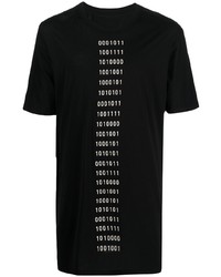 schwarzes und weißes bedrucktes T-Shirt mit einem Rundhalsausschnitt von 11 By Boris Bidjan Saberi