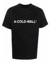 schwarzes und weißes bedrucktes T-Shirt mit einem Rundhalsausschnitt von A-Cold-Wall*