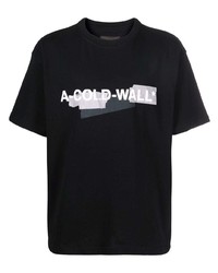 schwarzes und weißes bedrucktes T-Shirt mit einem Rundhalsausschnitt von A-Cold-Wall*