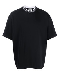 schwarzes und weißes bedrucktes T-Shirt mit einem Rundhalsausschnitt von Acne Studios