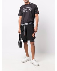 schwarzes und weißes bedrucktes T-Shirt mit einem Rundhalsausschnitt von Off-White