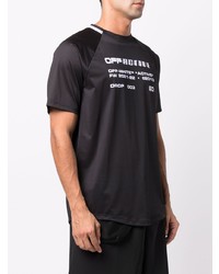 schwarzes und weißes bedrucktes T-Shirt mit einem Rundhalsausschnitt von Off-White