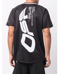 schwarzes und weißes bedrucktes T-Shirt mit einem Rundhalsausschnitt von Off-White