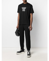 schwarzes und weißes bedrucktes T-Shirt mit einem Rundhalsausschnitt von Emporio Armani