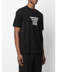 schwarzes und weißes bedrucktes T-Shirt mit einem Rundhalsausschnitt von Emporio Armani