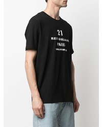 schwarzes und weißes bedrucktes T-Shirt mit einem Rundhalsausschnitt von Karl Lagerfeld