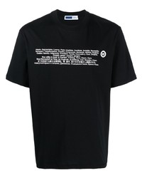 schwarzes und weißes bedrucktes T-Shirt mit einem Rundhalsausschnitt von AFFIX